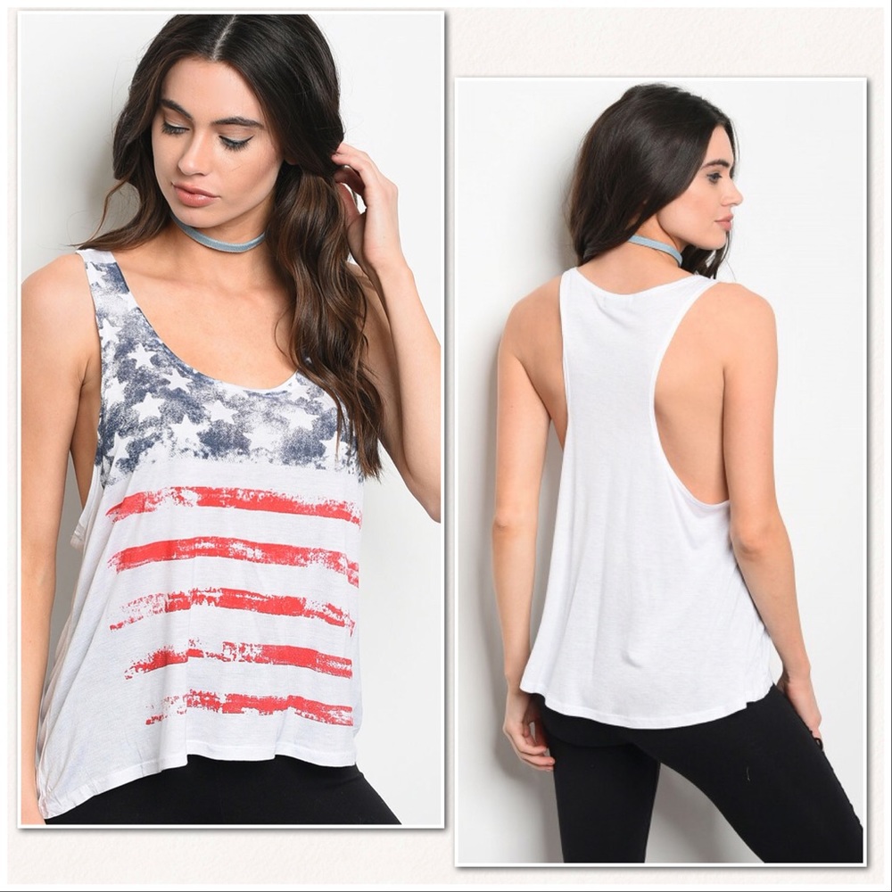 ✓Host Pick Cute US Flag Printed Top